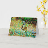 Buck Deer Fantasy Dream Art Note Kaart (Gele Bloem)