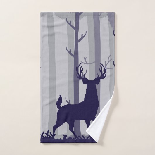 Buck Deer Foggy Forest Scene Handdoek (Handdoek)