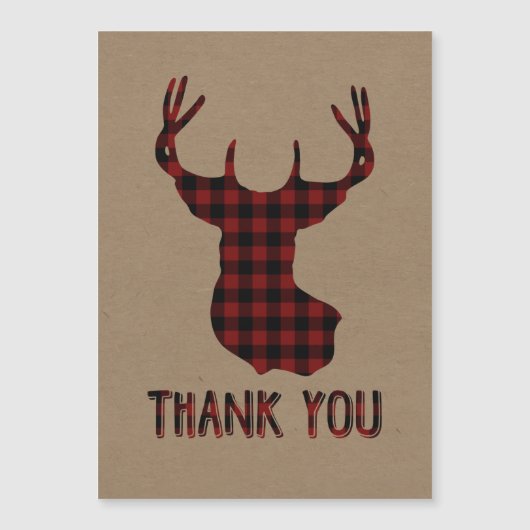 Buck Deer Head Red Black Buffalo Pset Dank je (Voorkant)