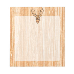 Buck Deer Head Wood Grain Style Decor Notitieblok