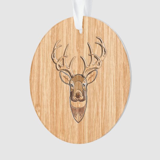 Buck Deer Head Wood Grain Style Decor Ornament (voorkant)