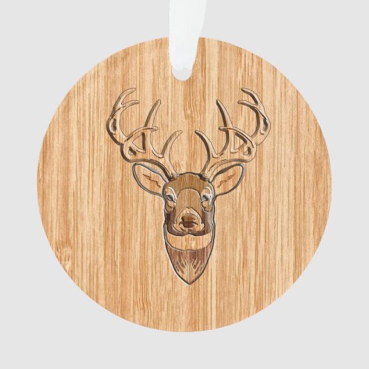 Buck Deer Head Wood Grain Style Decor Ornament (voorkant)