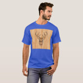 Buck Deer Head Wood Gray Style T-shirt (Voorkant volledig)