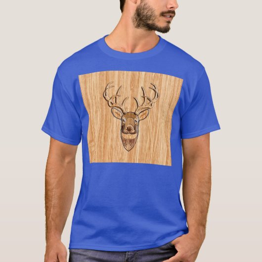 Buck Deer Head Wood Gray Style T-shirt (Voorkant)