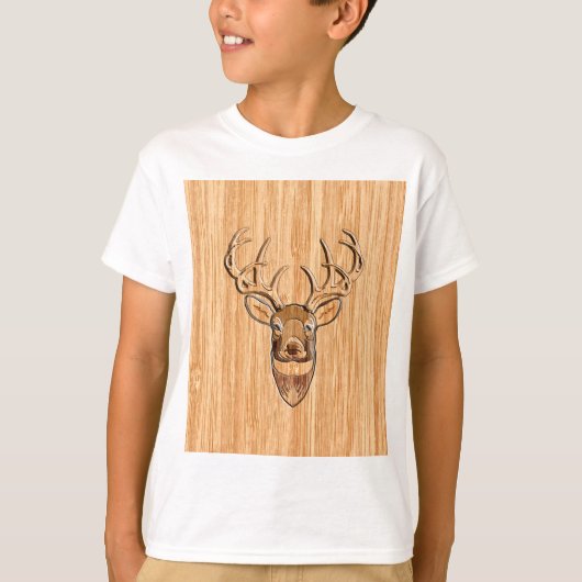 Buck Deer Head Wood Gray Style T-shirt (Voorkant)