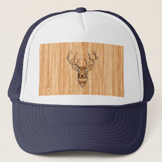 Buck Deer Head Wood Gray Style Trucker Pet (Voorkant)