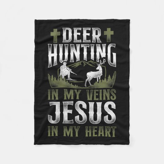 Buck Deer Hunter Jesus Faith Deer Fleece Deken (Voorkant)