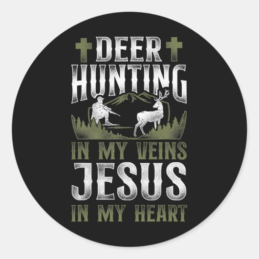 Buck Deer Hunter Jesus Faith  Deer Ronde Sticker (Voorkant)