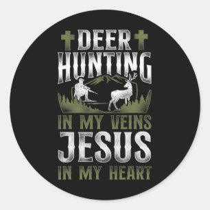Buck Deer Hunter Jesus Faith  Deer Ronde Sticker