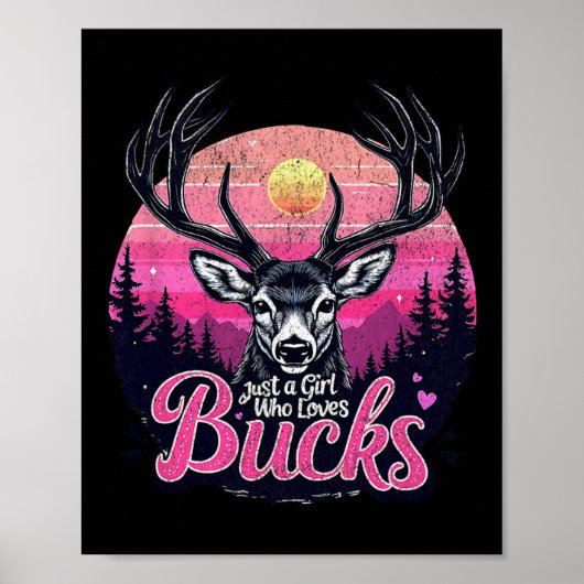 Buck Deer Hunting Hunter Girl Hunt Poster (Voorkant)
