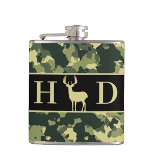 Buck Deer Hunting Monogram Initialen Heupfles