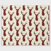 Buck Deer Hunting Red Black Pset Kerstmis Cadeaupapier (Vlak)