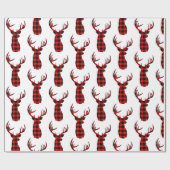 Buck Deer Hunting Red Black Pset Kerstmis Wrappi Cadeaupapier (Vlak)