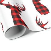 Buck Deer Hunting Red Black Pset Kerstmis Wrappi Cadeaupapier (Rol Hoek)