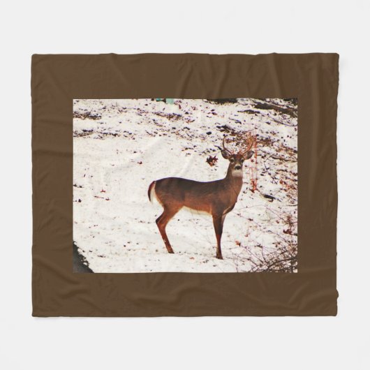 Buck Deer in de sneeuw Fleece Deken (Voorkant (Horizontaal))