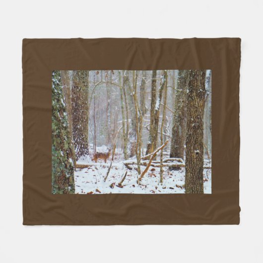 Buck Deer in het sneeuwstorm Fleece Deken (Voorkant (Horizontaal))