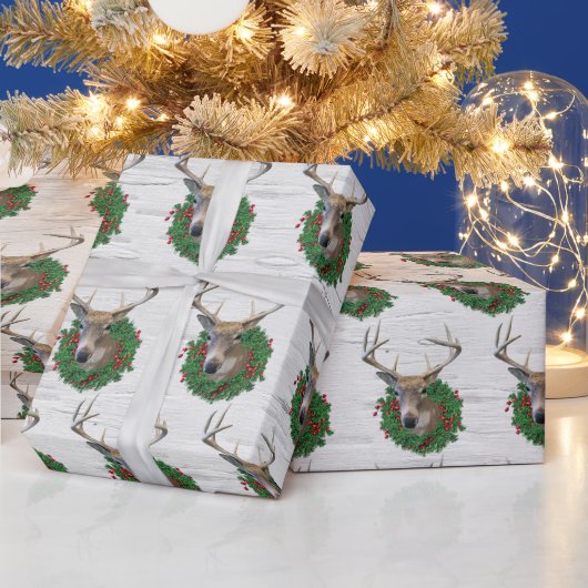 Buck Deer in kerstmis op Birch Cadeaupapier (Feestdagen)