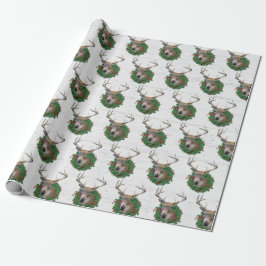 Buck Deer in kerstmis op hout Cadeaupapier