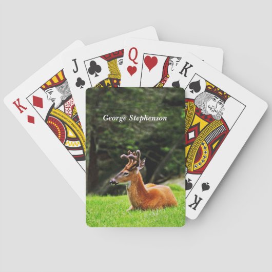 Buck Deer in woeste weide Personaliseren Pokerkaarten (Achterkant)