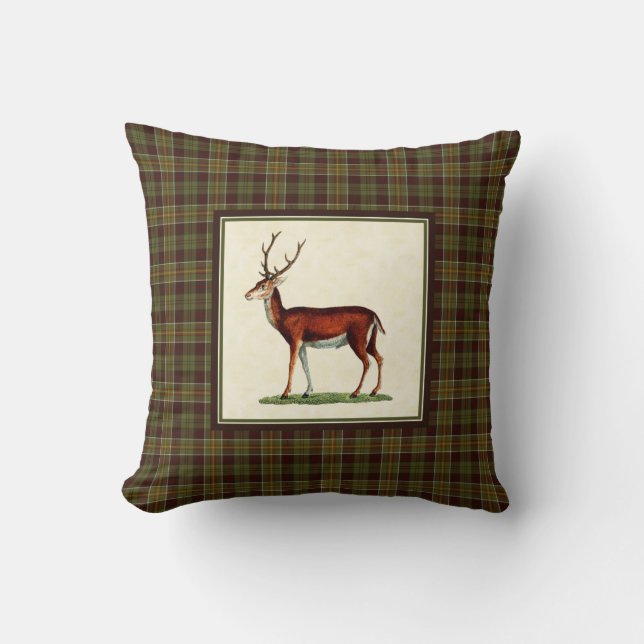  Buck Deer met Rustic Moss Herfst Pset Kussen (Voorkant)