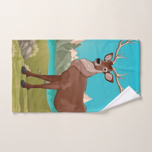 Buck Deer Mountain Scene Bad Handdoek (Handdoek)