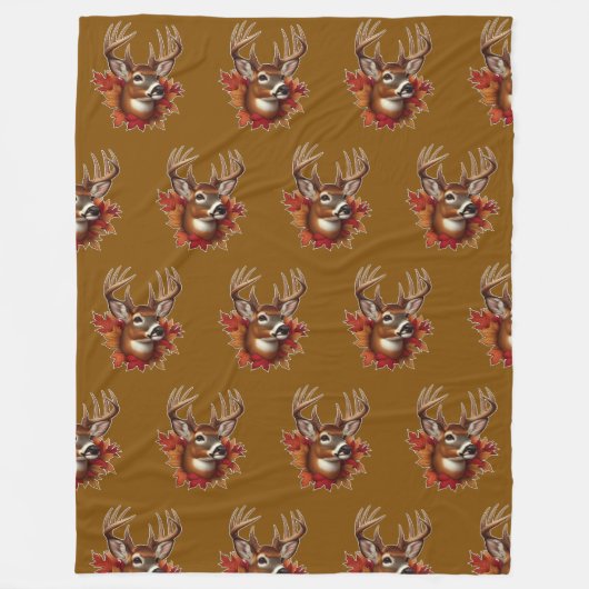 Buck Deer Omgeven Door Herfstbladeren Fleece Deken (Voorkant)