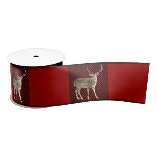 Buck Deer on Buffalo Pset Satin Ribbon Satijnen Lint