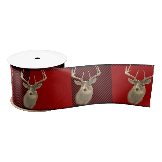Buck Deer on Buffalo Pset Satin Ribbon Satijnen Lint (Spoel)