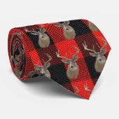 Buck Deer op Buffalo Plaid Stropdas (Opgerold)