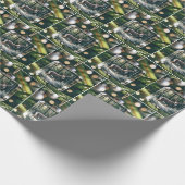 Buck Deer Ornament op Pine Tree Cadeaupapier (Hoek)