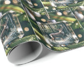 Buck Deer Ornament op Pine Tree Cadeaupapier (Rol Hoek)