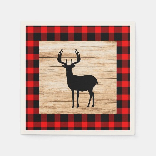 Buck Deer Silhouette Buffalo Play Wood Servet (Voorkant)