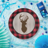 Buck Deer Silhouette Lumberjack Buffalo Papieren Bordje (Feest)