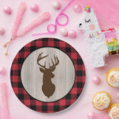 Buck Deer Silhouette Lumberjack Buffalo Papieren Bordje (Feest)
