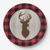 Buck Deer Silhouette Lumberjack Buffalo Papieren Bordje (Voorkant)