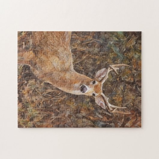 Buck Deer Wild Deer Antlers Kunstpuzzel Legpuzzel (Horizontaal)