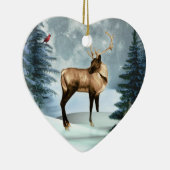 Buck Deer Winter Scene Heart Ornament (Rechts)