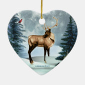 Buck Deer Winter Scene Heart Ornament (Achterkant)
