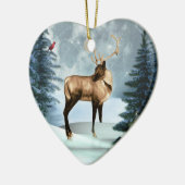 Buck Deer Winter Scene Heart Ornament (Links)