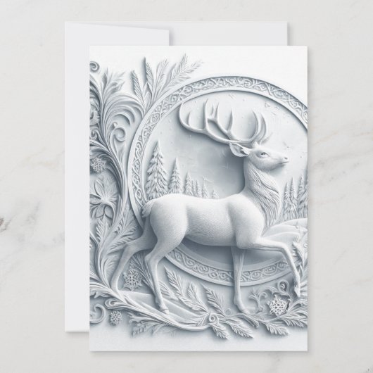 Buck Deer Winter Solstice Dinner Kaart (Achterkant)
