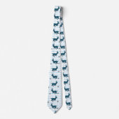 Buck Deer Zwart/Blauw Paisley Op Blauw Check Strop Stropdas (Voorkant)