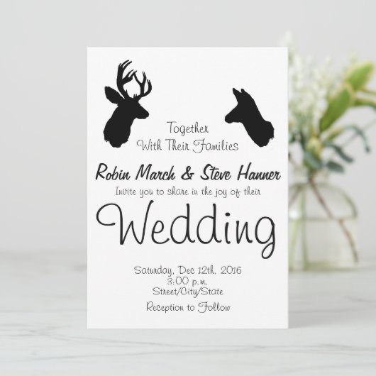 Buck & Doe, bruiloft Kaart (Staand voorkant)