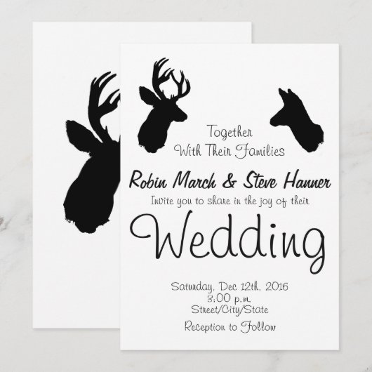 Buck & Doe, bruiloft Kaart (Voorkant / Achterkant)