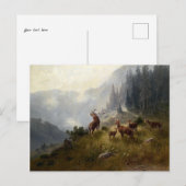 Buck & Doe Deer Herd in Forest Landscape Art Briefkaart (Voorkant / Achterkant)
