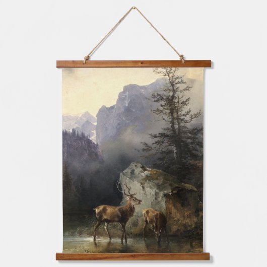 Buck & Doe Deer in Forest Art Hangend Wandkleed (Voorkant)