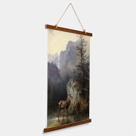 Buck & Doe Deer in Forest Art Hangend Wandkleed (Gebogen)
