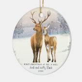 Buck & Doe Eerste Kerstmis Mr & Mrs. Persoonlijk Keramisch Ornament (Links)