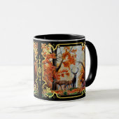 Buck/doe hert in herfst bos/fancy ontwerp mok (Voorkant rechts)