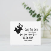 Buck & Doe Silhouette, Bruiloften Datum Briefkaart (Staand voorkant)