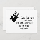 Buck & Doe Silhouette, Bruiloften Datum Briefkaart (Voorkant / Achterkant)